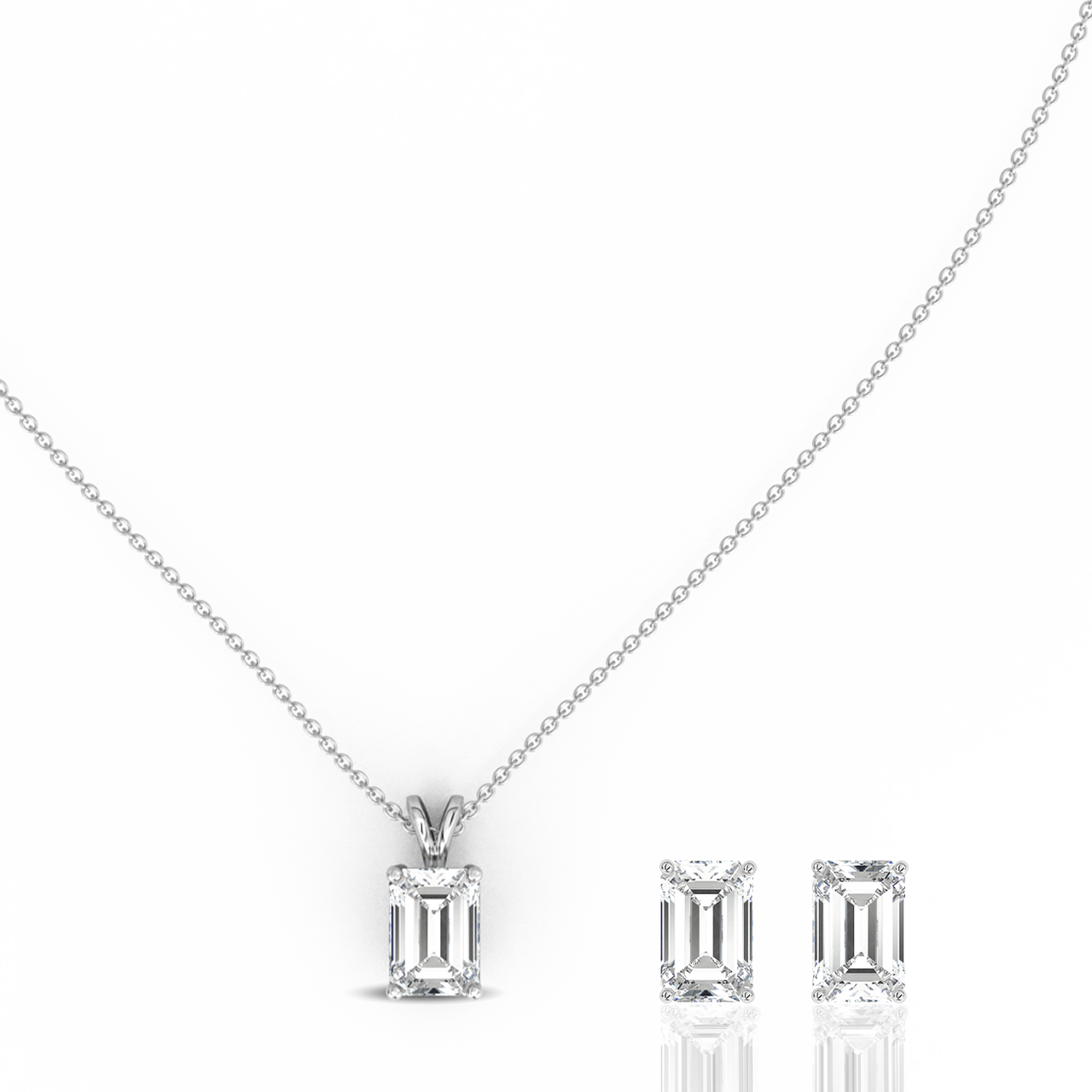 1.50ct Emerald Lab-Grown Diamond Pendant set