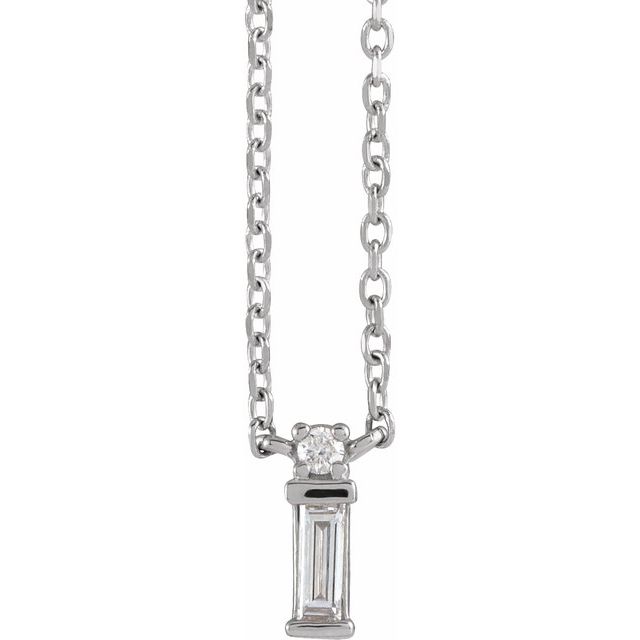 14K White .07 CTW Natural Diamond Bar 18' Necklace