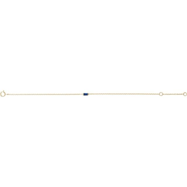 14K Yellow Straight Baguette Natural Blue Sapphire 6 1/2-7 1/2' Bracelet