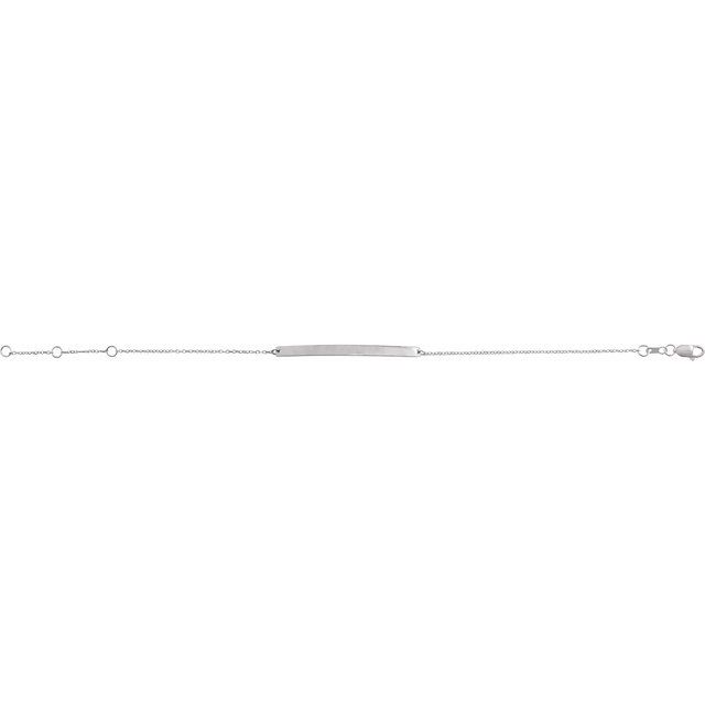14K White Engravable Skinny Bar 6 1/2-7 1/2' Bracelet