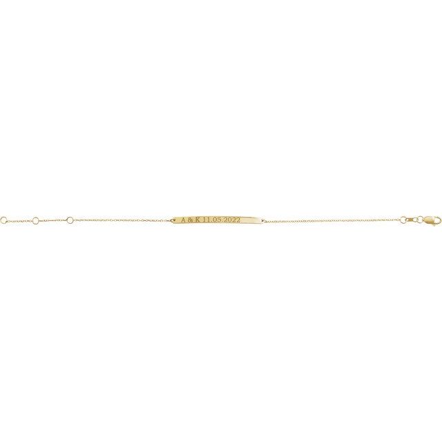 14K Yellow Engravable Skinny Bar 6 1/2-7 1/2' Bracelet