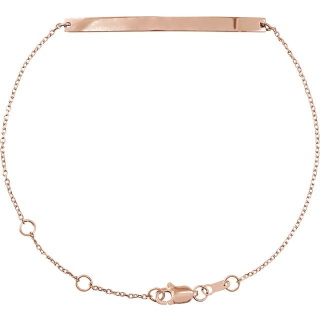 14K Rose Engravable Skinny Bar 6 1/2-7 1/2' Bracelet