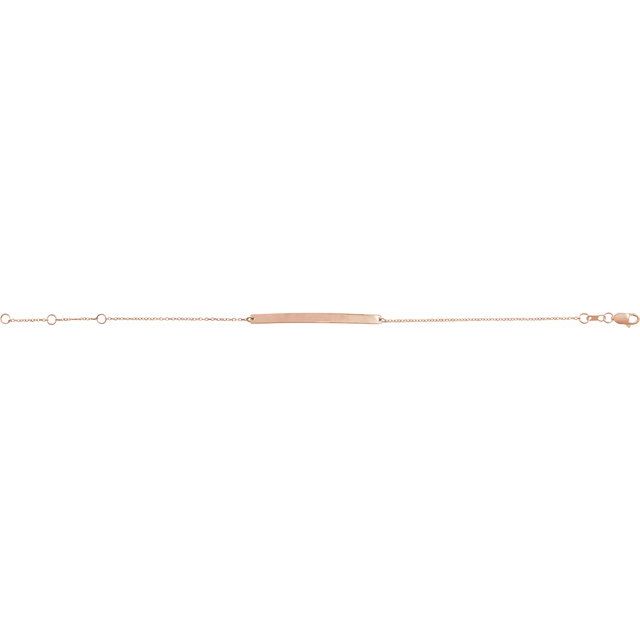 14K Rose Engravable Skinny Bar 6 1/2-7 1/2' Bracelet