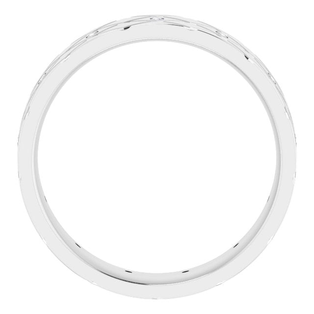 14K White 1/8 CTW Natural Diamond Accented Patterned Band