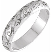 14K X1 White 4 mm Floral Band Size 8