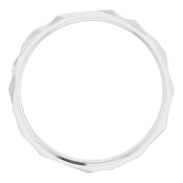 14K White 4 mm Patterned Band Size 10
