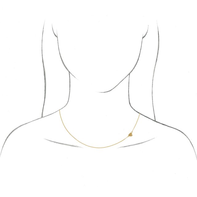 14K Yellow Sideways Off-Center Heart 18' Necklace