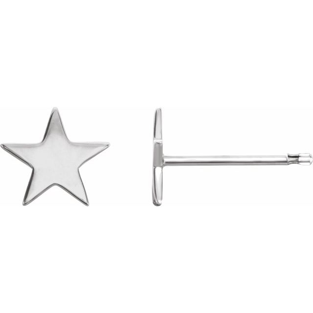14k White 6.2 Mm Star Friction Post Earring