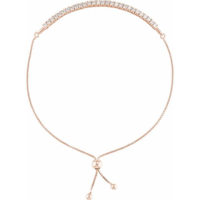 14K Rose 1 CTW Lab-Grown Diamond Bolo 9 1/2' Bracelet