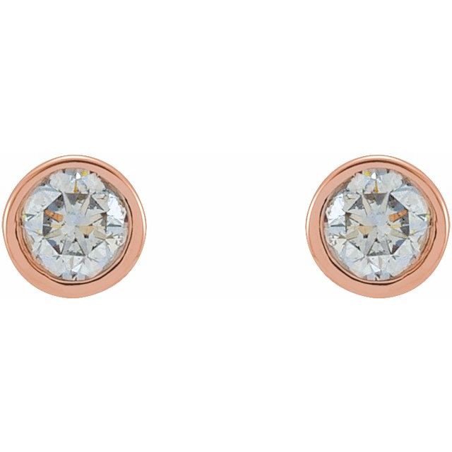 14K Rose 1/8 CTW Natural Diamond Micro Bezel-Set Earrings