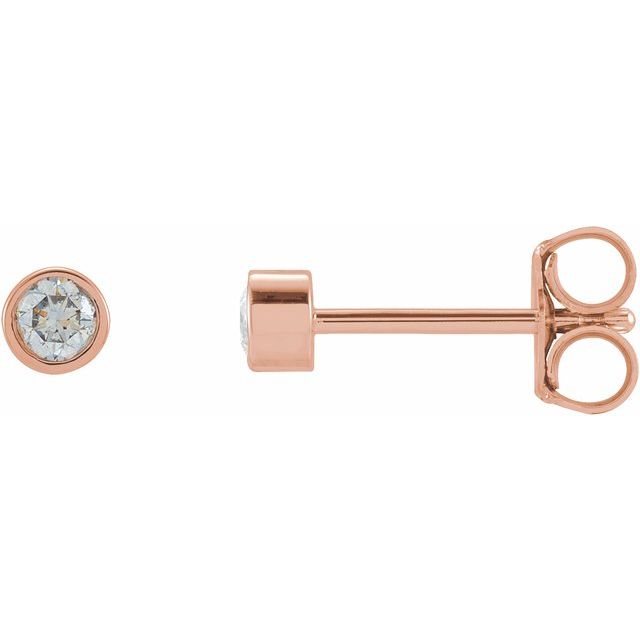 14K Rose 1/8 CTW Natural Diamond Micro Bezel-Set Earrings
