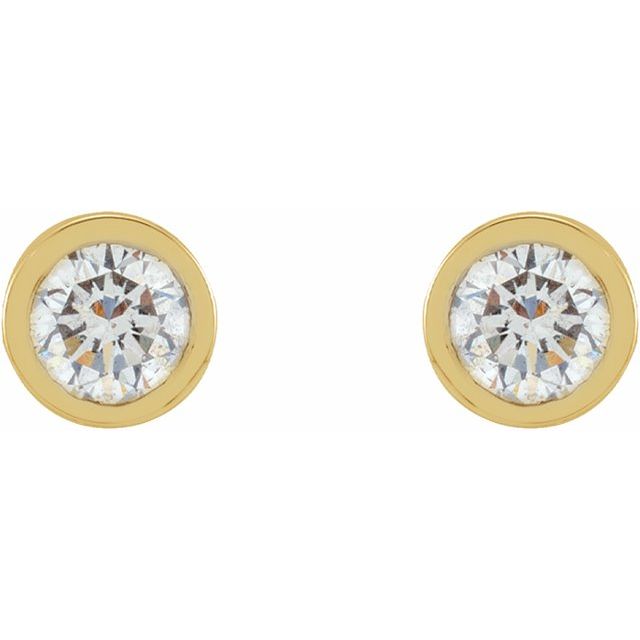 14k Yellow 1/10 Ctw Natural Diamond Micro Bezel-set Earrings