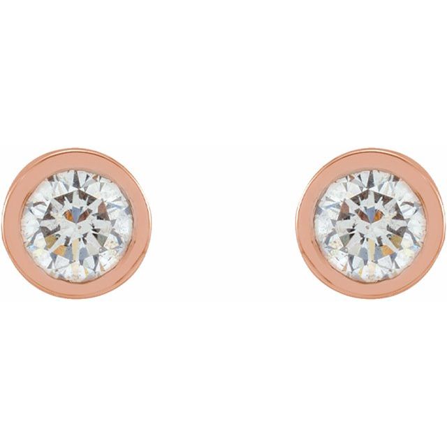 14K Rose 1/10 CTW Natural Diamond Micro Bezel-Set Earrings