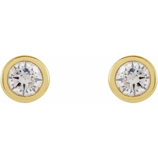 14K Yellow .06 CTW Natural Diamond Micro Bezel-Set Earrings