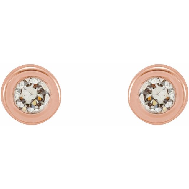 14K Rose .02 CTW Natural Diamond Micro Bezel-Set Earrings