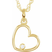 14K Yellow .015 CT Natural Diamond Heart 18' Necklace