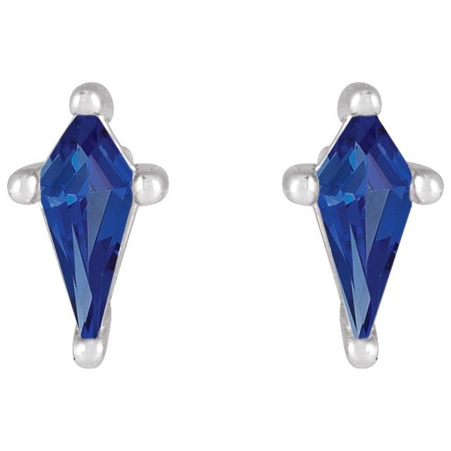 14K White Lab-Grown Blue Sapphire Earrings