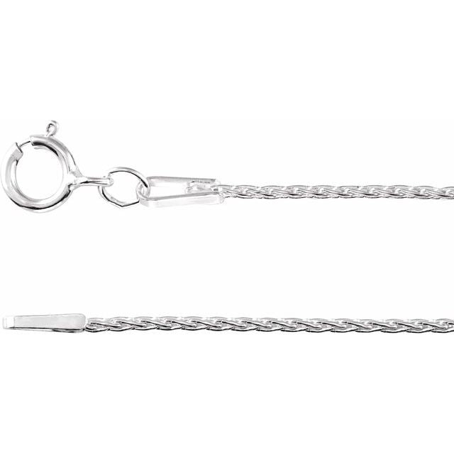 14K White 1 mm Wheat 7' Chain