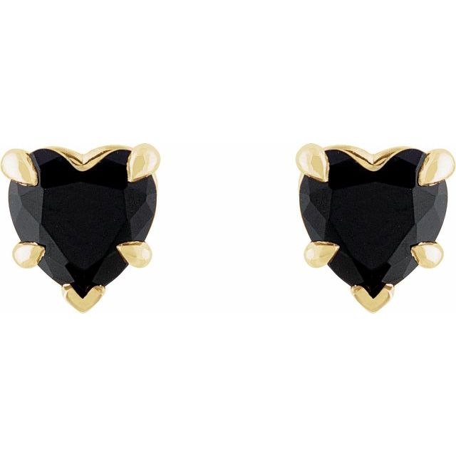 14k Yellow Natural Black Onyx Stud Earrings