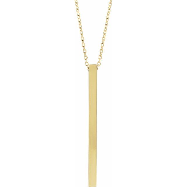 14K Yellow Engravable Four-Sided Bar 16-18' Necklace