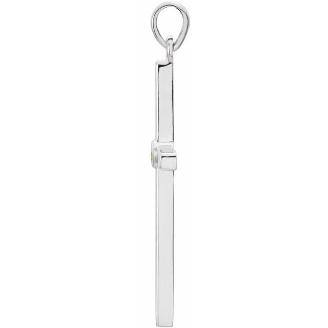 14k White Natural Peridot Cross Pendant