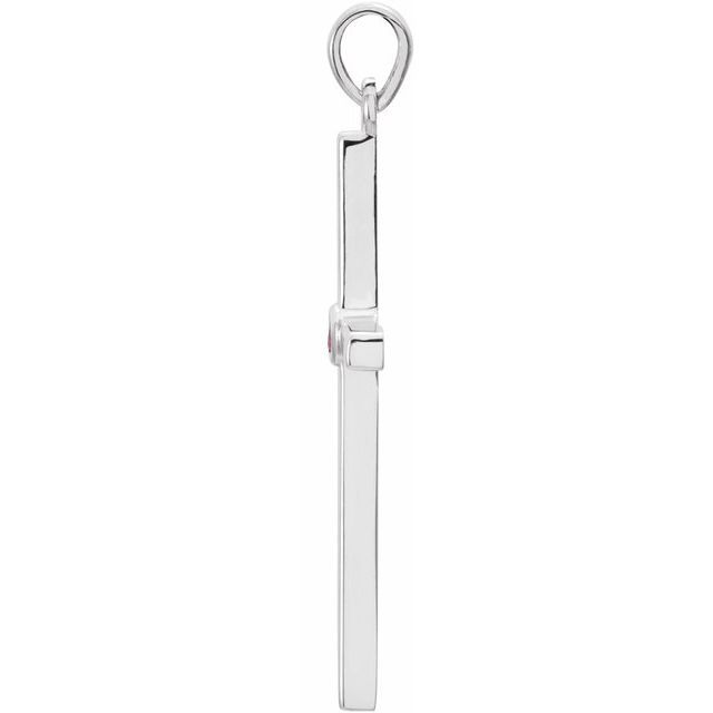 14k White Natural Pink Tourmaline Cross Pendant