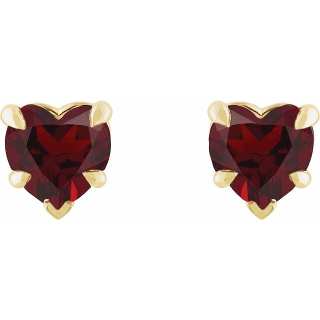 14k Yellow Natural Mozambique Garnet Stud Earrings