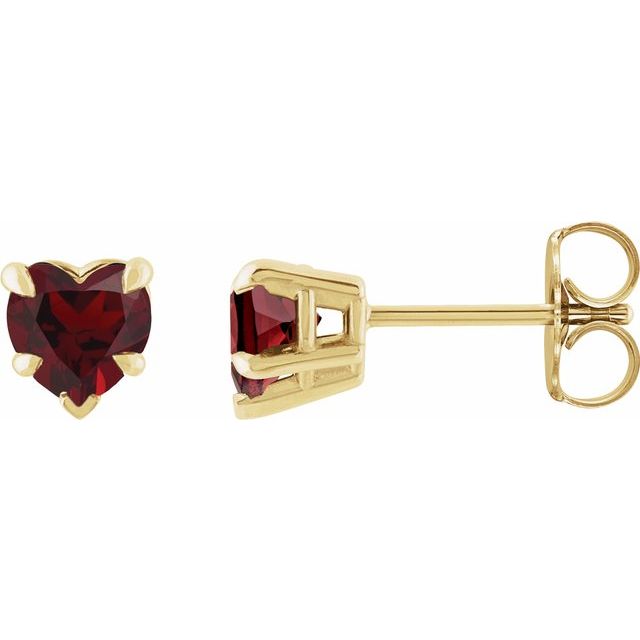 14k Yellow Natural Mozambique Garnet Stud Earrings