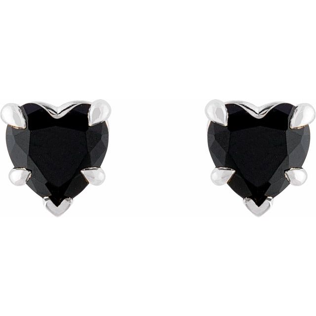 14k White Natural Black Onyx Stud Earrings
