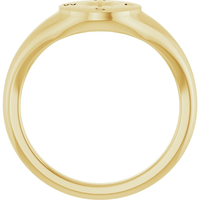 14K Yellow 9.3 mm Compass Signet Ring