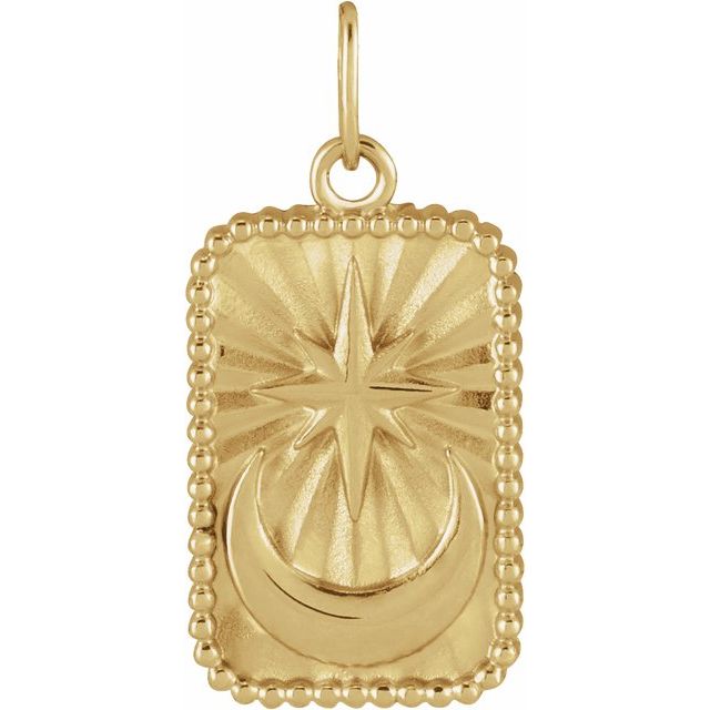 14K Yellow Crescent Moon Pendant
