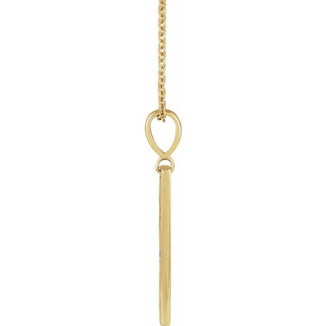 14K Yellow .0075 CT Natural Diamond XO Bar 16-18' Necklace