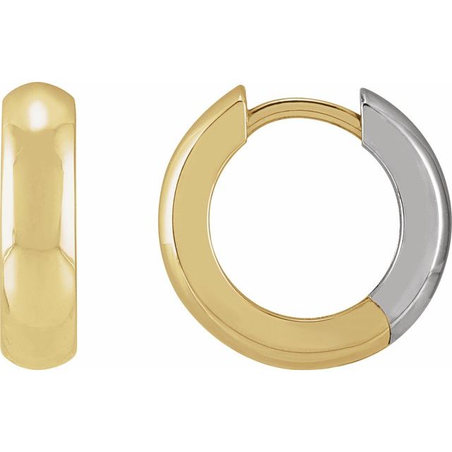 14K Yellow/White Hinged 14.25 mm Hoop Earrings