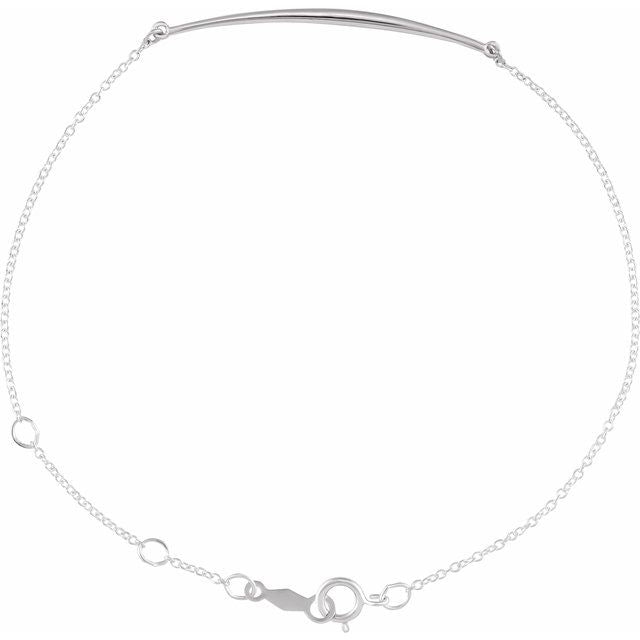 Sterling Silver Curved Bar 6 1/2-7 1/2' Bracelet