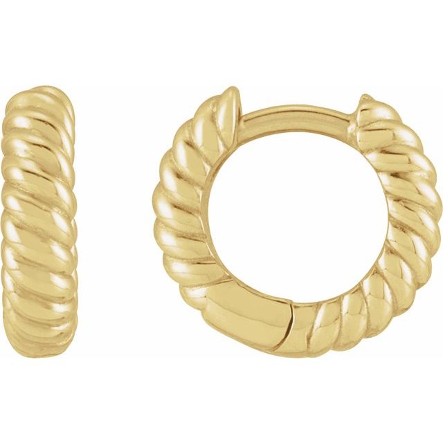 14K Yellow Right Hinged Rope Hoop Earring