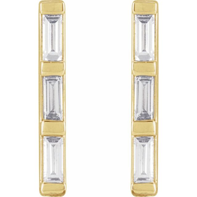14K Yellow 1/8 CTW Natural Diamond Bar Earrings