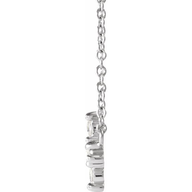 14K White 1/8 CTW Rose-Cut Natural Diamond Sideways Cross 16-18' Necklace