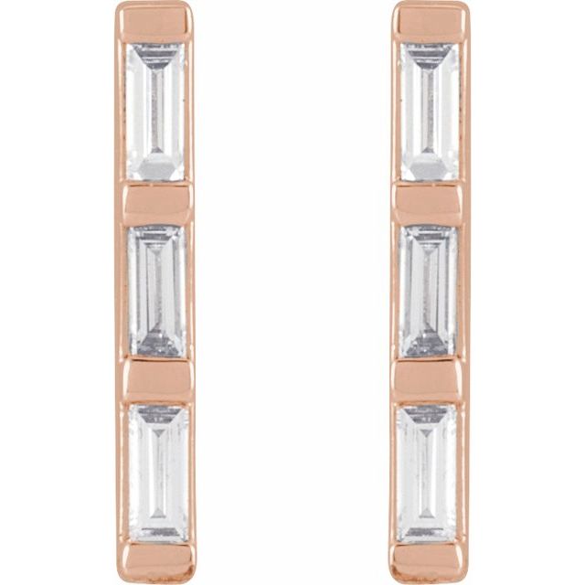 14K Rose 1/8 CTW Natural Diamond Bar Earrings