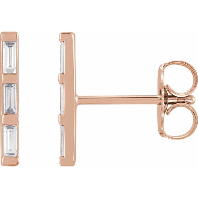 14K Rose 1/8 CTW Natural Diamond Bar Earrings