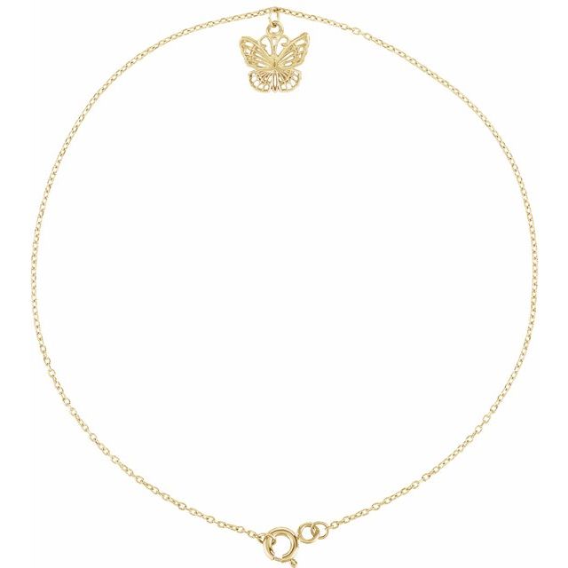 14K Yellow Butterfly 9' Anklet