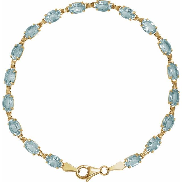 14K Yellow Natural Sky Blue Topaz 7.25' Bracelet
