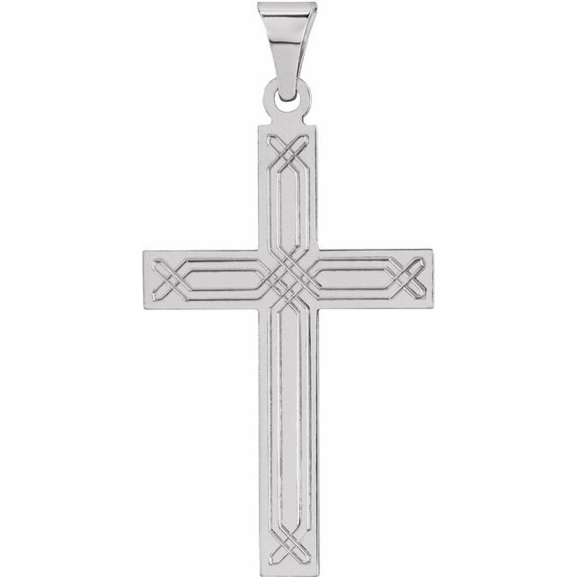 14K White Geometric Cross Pendant