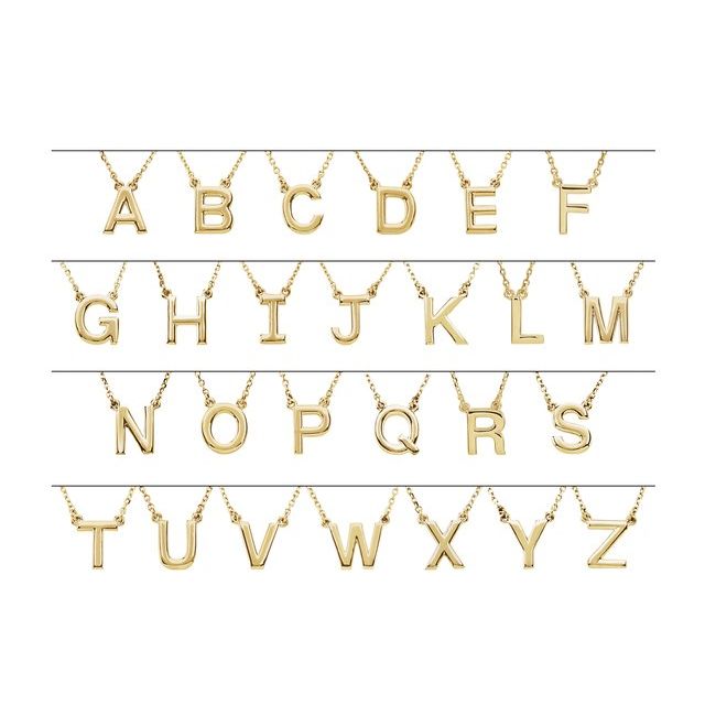 Sterling Silver Block Initial F 16' Necklace