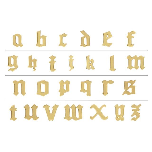 14K Yellow Single Gothic Initial P Earring