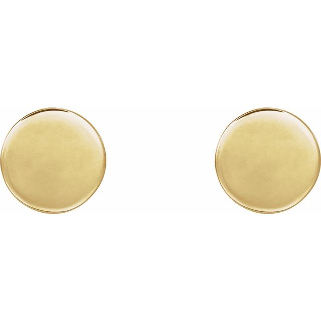 14K Yellow 8 mm Engravable Disc Earrings