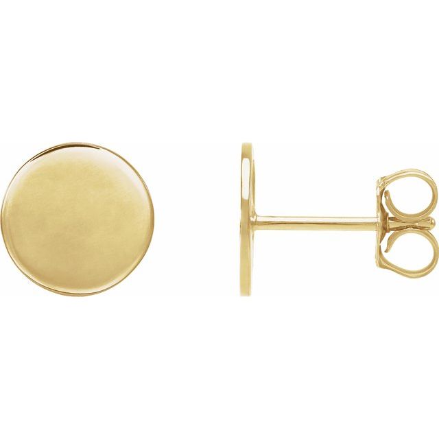 14K Yellow 8 mm Engravable Disc Earrings