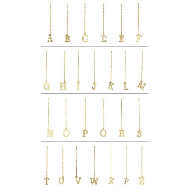 14K Rose Single Initial L Chain Earring