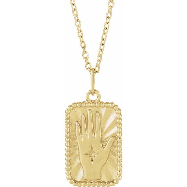 14K Yellow Hamsa Hand Tarot 16-18' Necklace