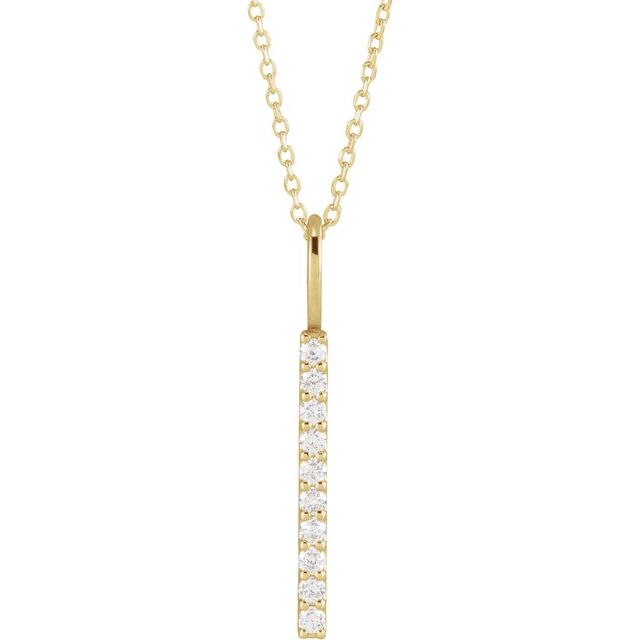 14K Yellow 1/6 CTW Natural Diamond Vertical Bar 16-18' Necklace