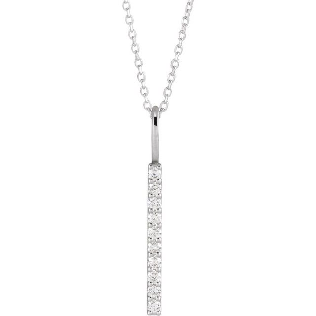 14K White 1/6 CTW Lab-Grown Diamond Vertical Bar 16-18' Necklace